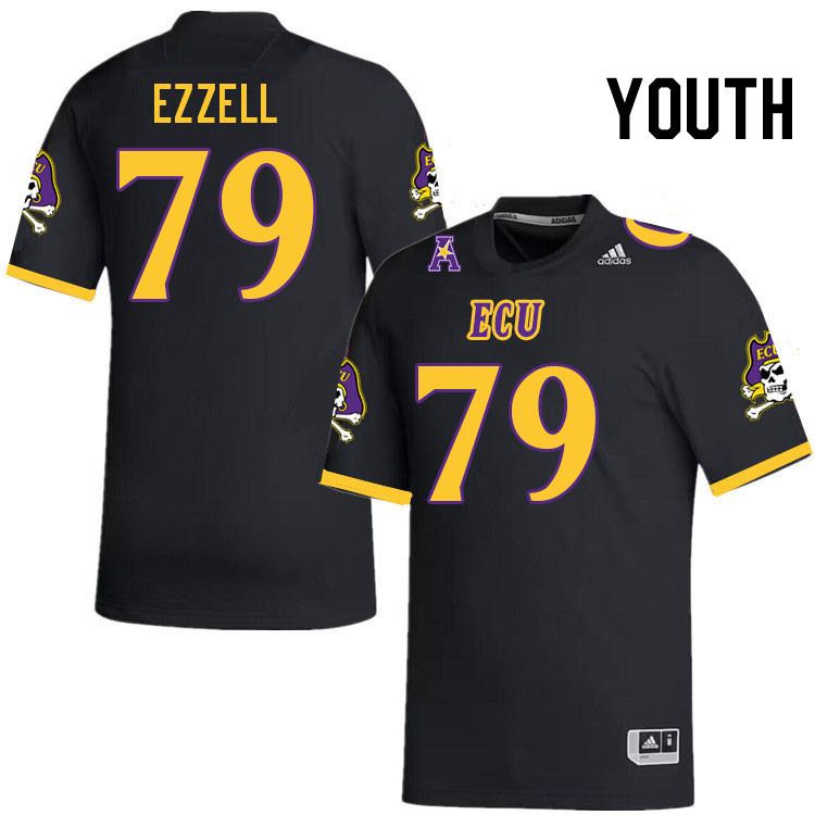 Youth #79 Cohen Ezzell ECU Pirates College Football Jerseys Stitched-Black